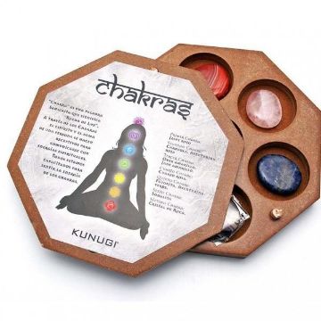 Imagen de 7 piedras Chakras caja de madera