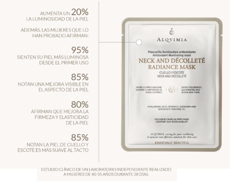 Imagen de   Mascarilla Cuello y Escote Alqvimia Radiance Iluminadora y Antioxidante