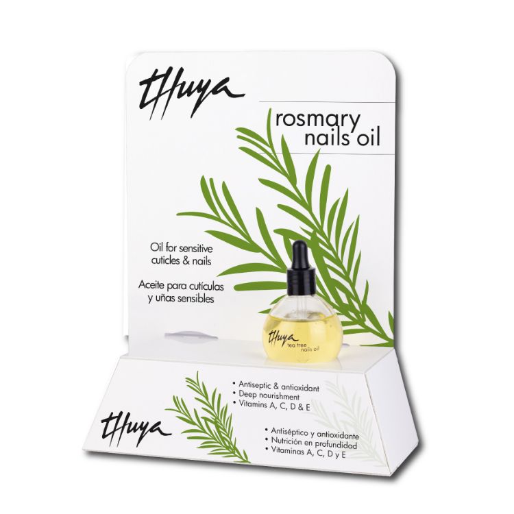 Imagen de Expositor Aceite de Romero Thuya Rosemary nails oil - 12 ud roll on + tester